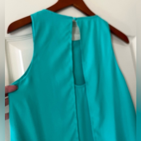 C. Luce Designer Turquoise Sleeveless Layered Blouse Women’s Size Small - Picture 4 of 12